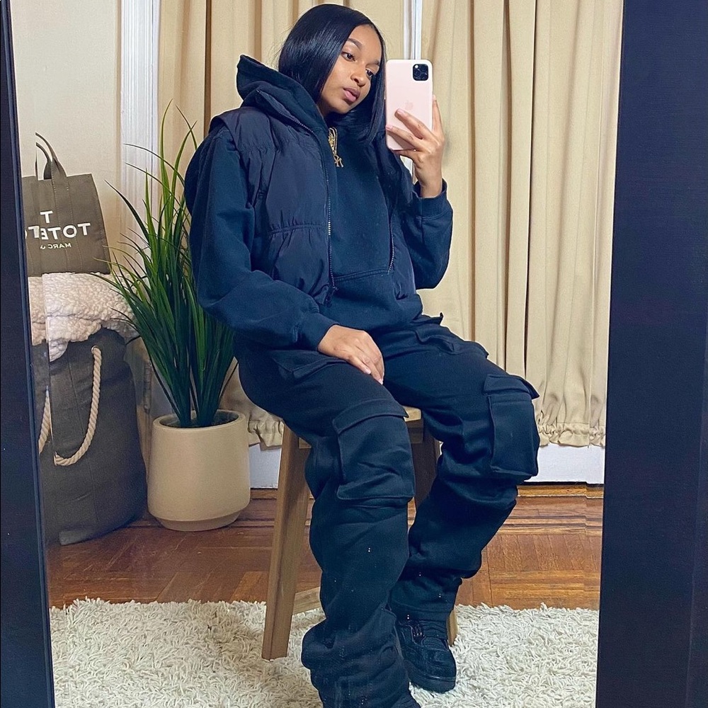 Black stack sweatpants